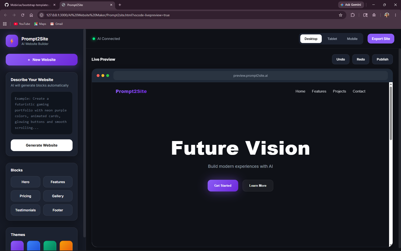 AI website builder preview 1
